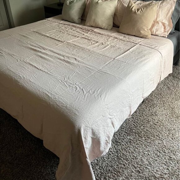 IKEA DYTÅG King Size Light Pink Linen Duvet Cover and 2 Pillowcases - Picture 4 of 12